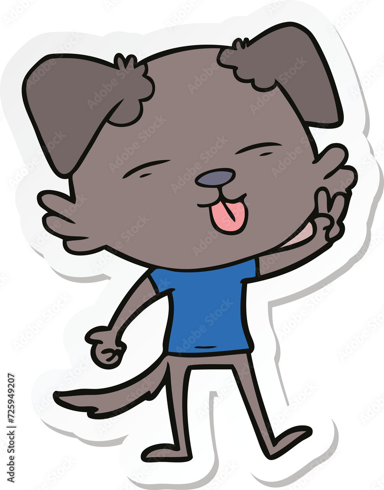 sticker of a cartoon dog sticking out tongue sticker of a cartoon dog sticking out tongue
