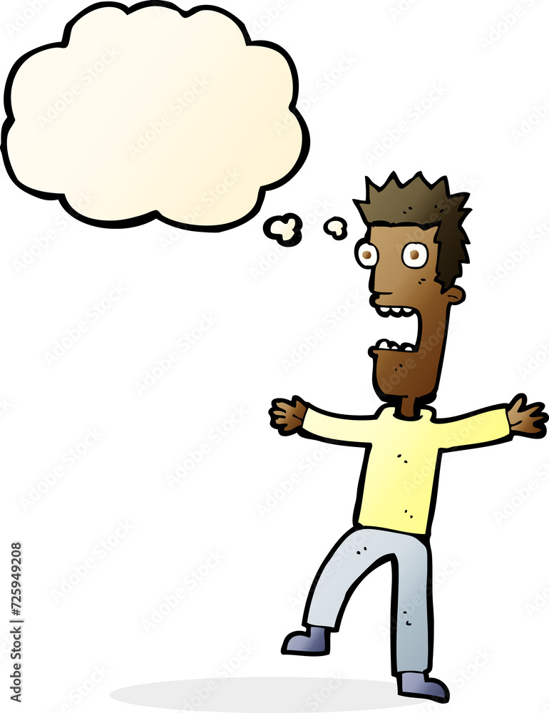 cartoon terrified man with thought bubble cartoon terrified man with thought bubble