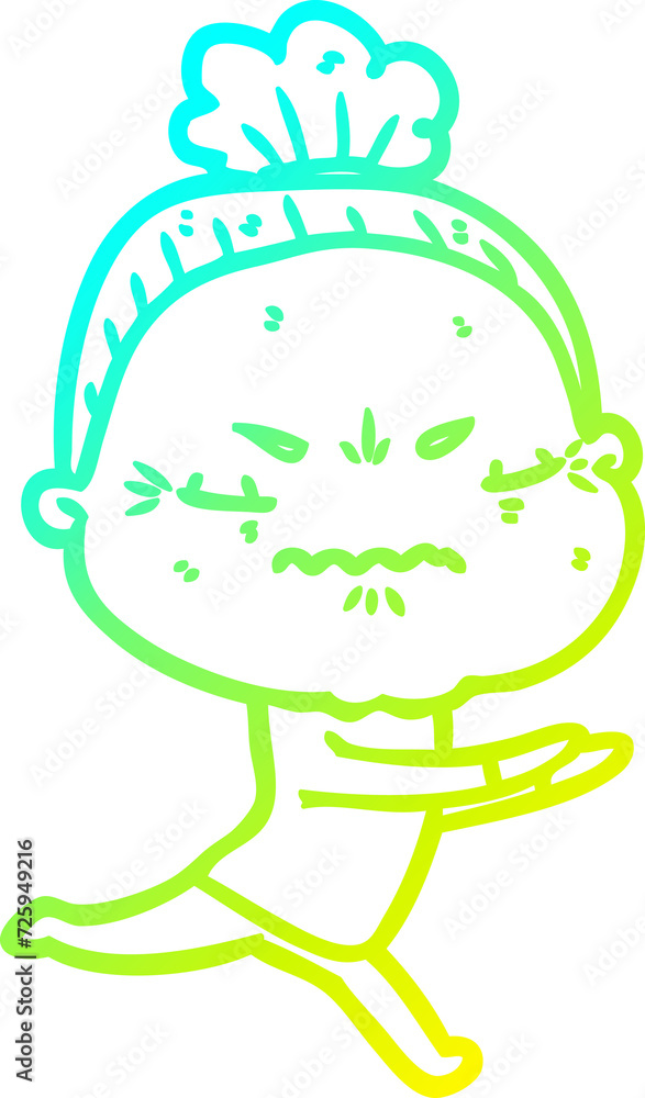 cold gradient line drawing cartoon annoyed old lady cold gradient line drawing cartoon annoyed old lady