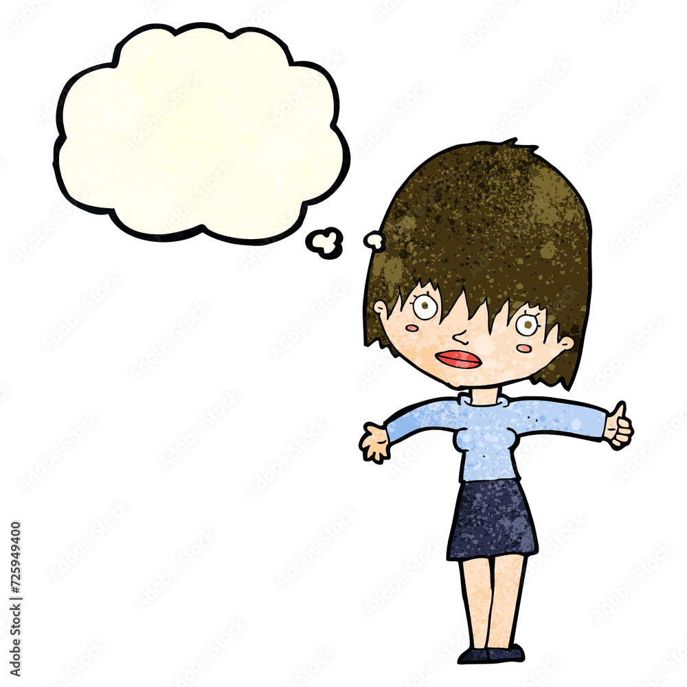 cartoon curious woman with thought bubble cartoon curious woman with thought bubble
