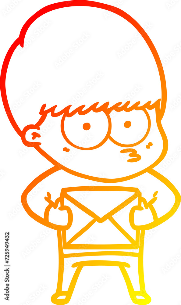 warm gradient line drawing nervous cartoon boy warm gradient line drawing nervous cartoon boy