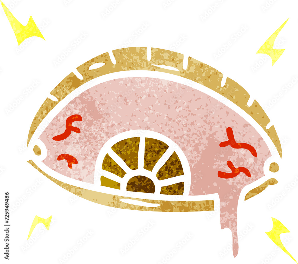 retro cartoon doodle of an enraged eye