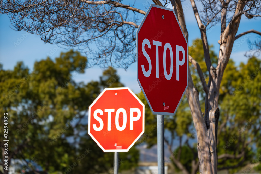 Stop Signs - Right Angle at Intersection - horiz