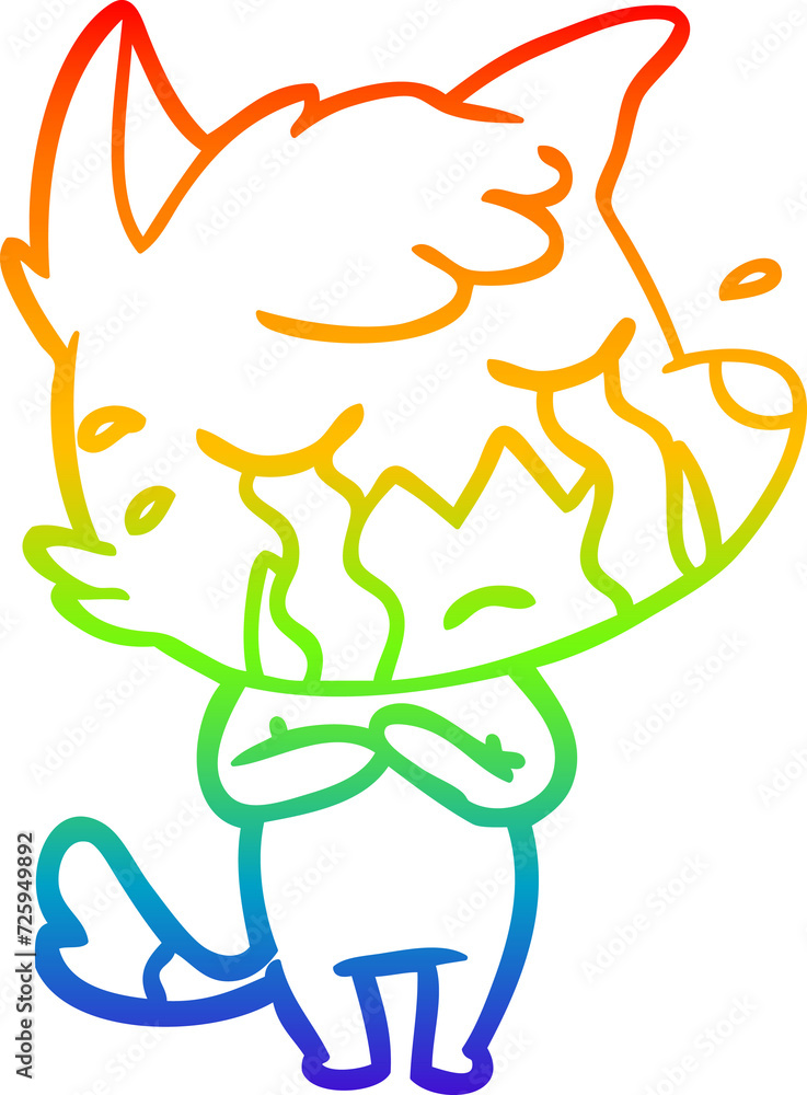 rainbow gradient line drawing crying fox cartoon rainbow gradient line drawing crying fox cartoon