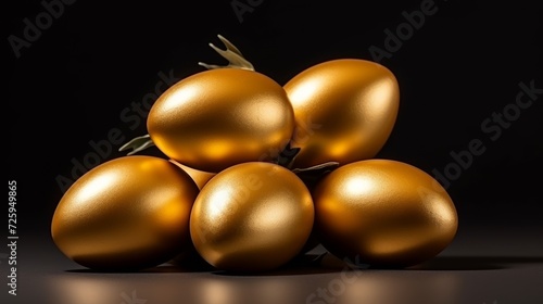Shimmering Gold Ornaments on Black Background