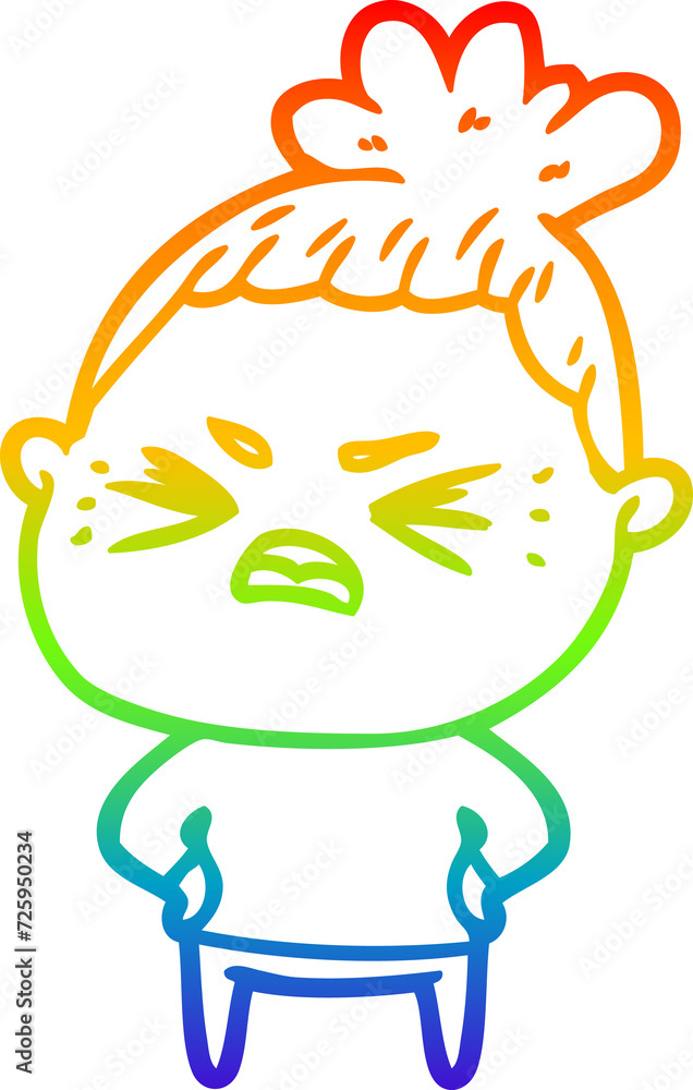 rainbow gradient line drawing cartoon angry woman rainbow gradient line drawing cartoon angry woman
