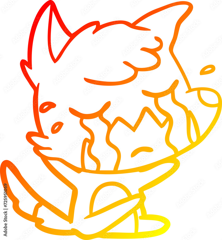 warm gradient line drawing crying fox cartoon warm gradient line drawing crying fox cartoon
