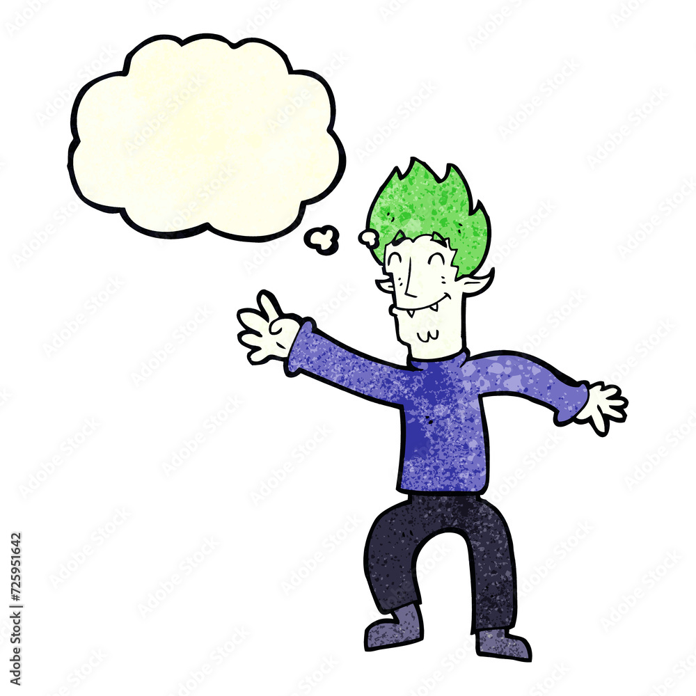 cartoon happy vampire man with thought bubble cartoon happy vampire man with thought bubble