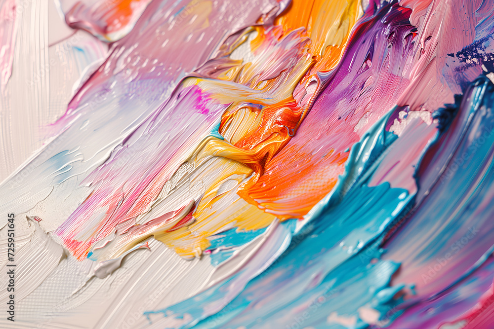 Abstract oil paint texture on canvas. Colorful paint strokes background