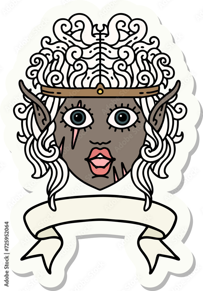 elf barbarian character face with banner sticker elf barbarian character face with banner sticker