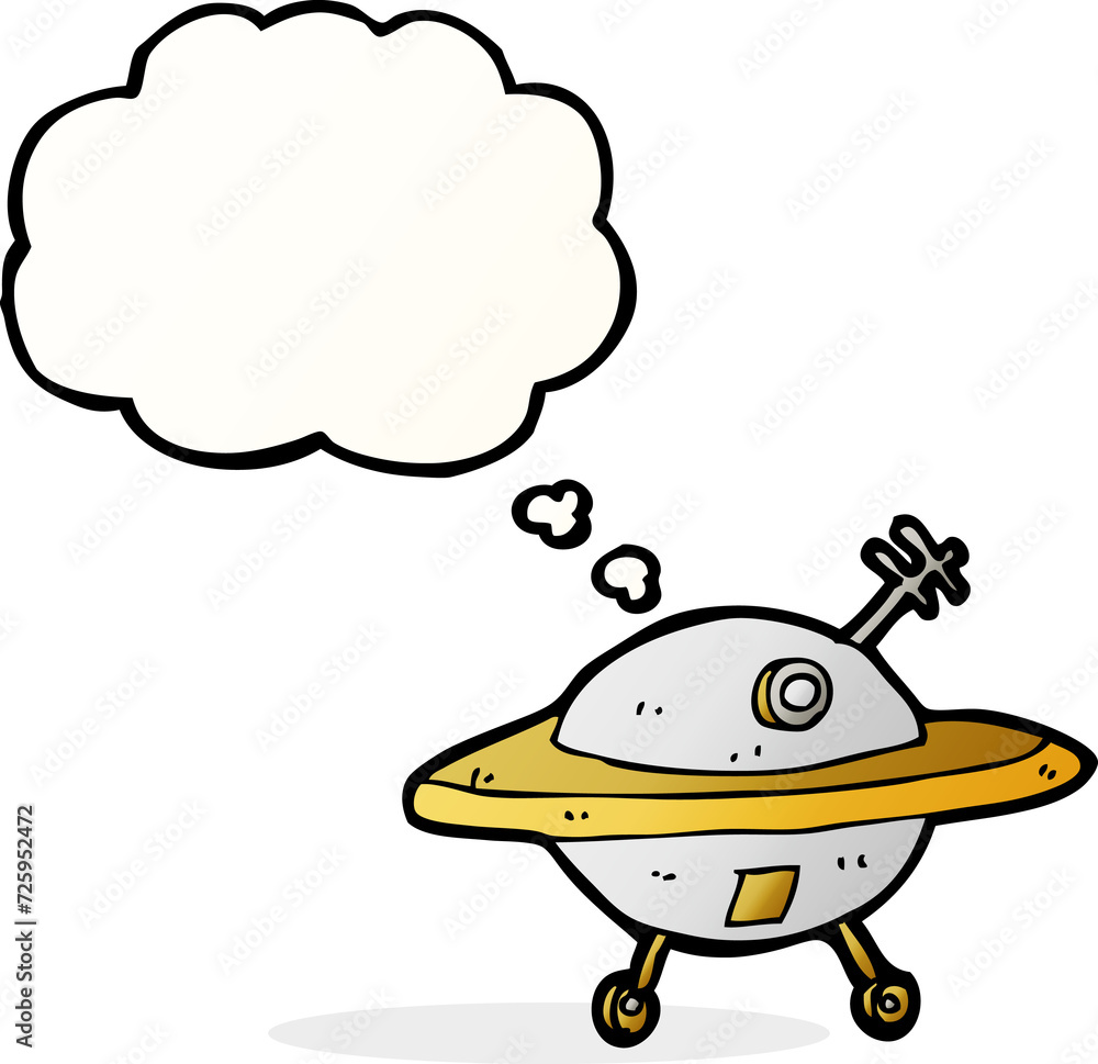 cartoon flying saucer with thought bubble cartoon flying saucer with thought bubble