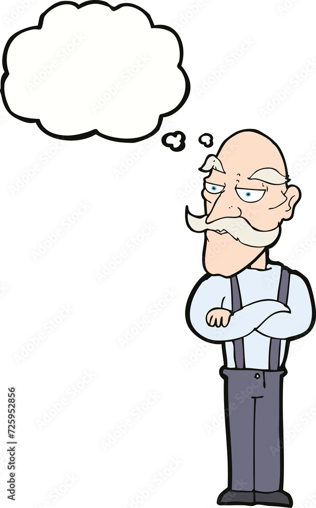 cartoon bored old man with thought bubble cartoon bored old man with thought bubble