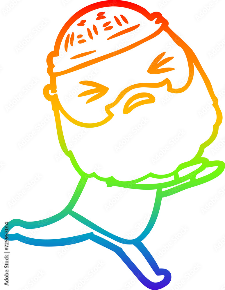 Obraz premium rainbow gradient line drawing cartoon man with beard