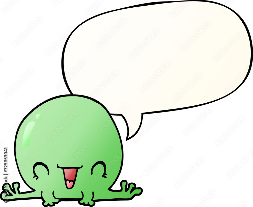 cartoon frog and speech bubble in smooth gradient style cartoon frog and speech bubble in smooth gradient style