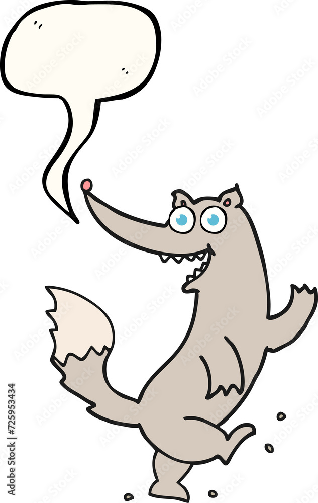 speech bubble cartoon happy wolf dancing speech bubble cartoon happy wolf dancing