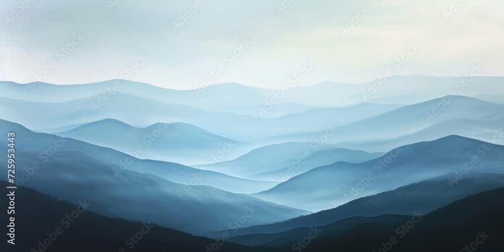 Misty mountain breath, with soft, ethereal layers of blues and grays