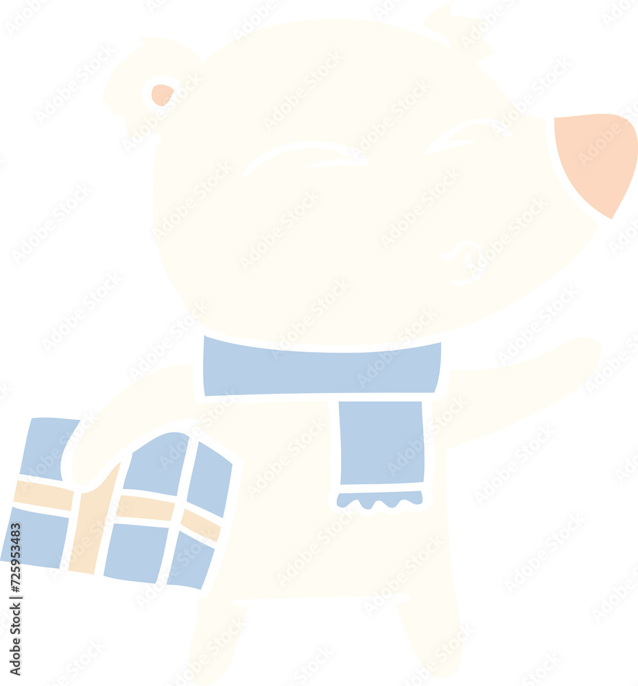 flat color style cartoon christmas polar bear flat color style cartoon christmas polar bear