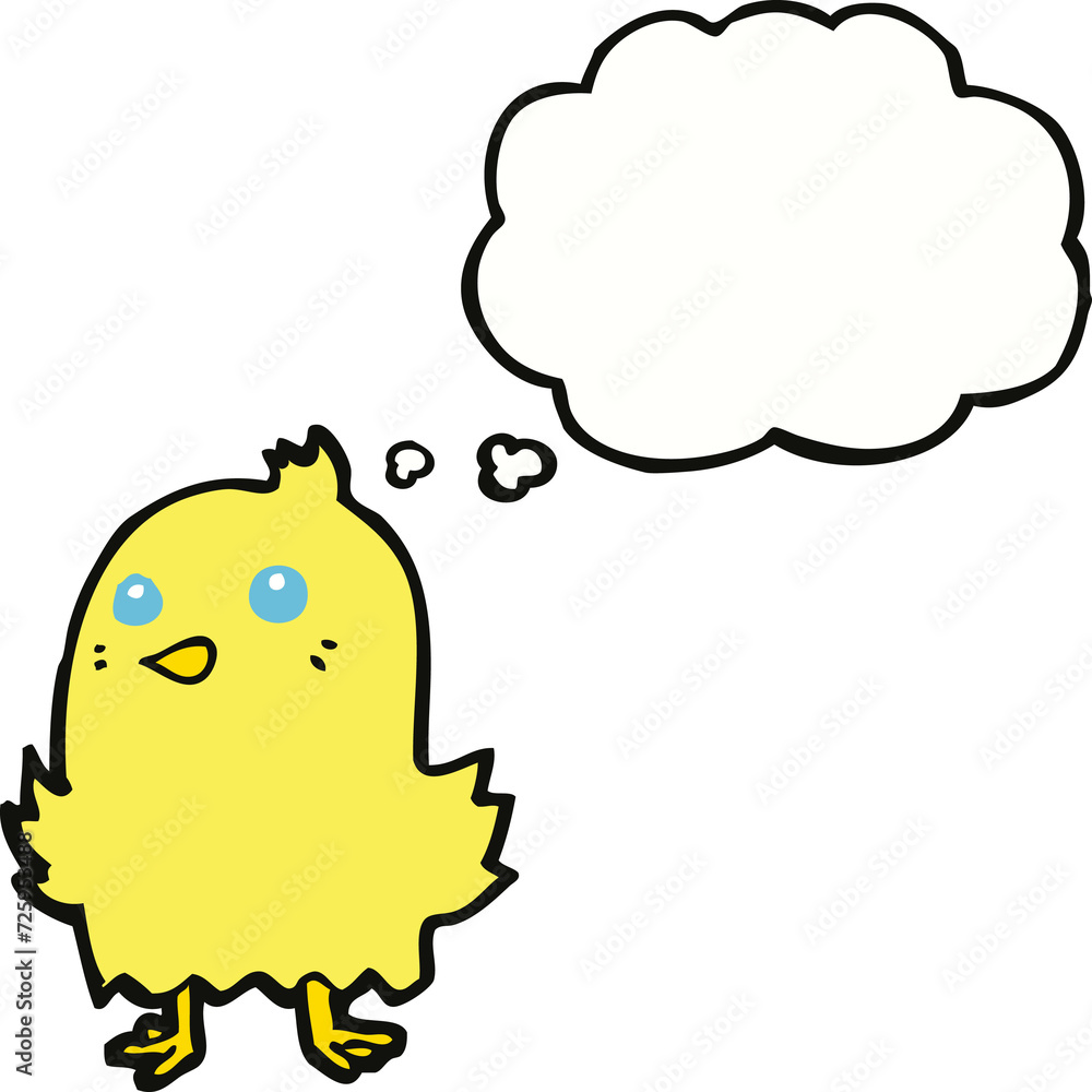 cartoon bird with thought bubble cartoon bird with thought bubble
