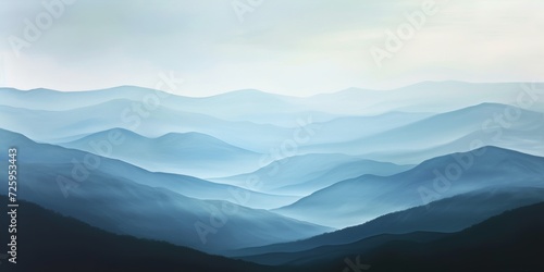 Misty mountain breath, with soft, ethereal layers of blues and grays