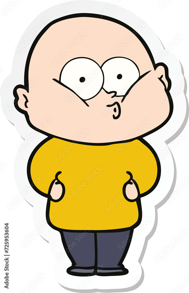 sticker of a cartoon bald man staring sticker of a cartoon bald man staring