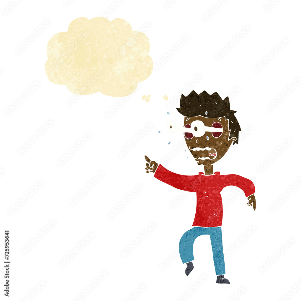 cartoon man with popping out eyes with thought bubble cartoon man with popping out eyes with thought bubble