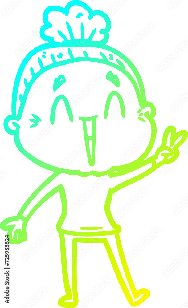 cold gradient line drawing cartoon happy old lady cold gradient line drawing cartoon happy old lady