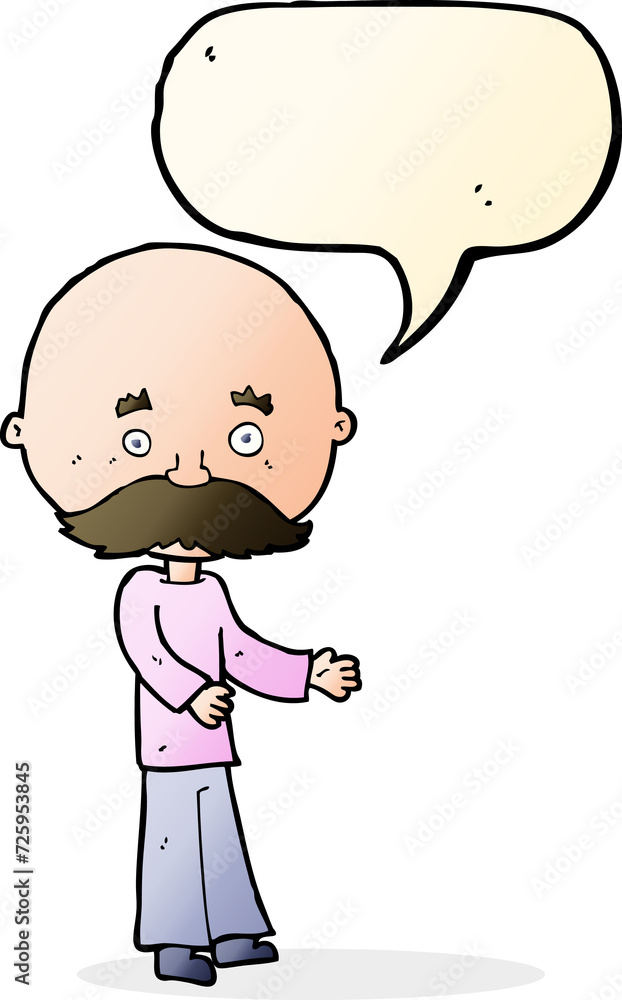 cartoon man with mustache with speech bubble cartoon man with mustache with speech bubble