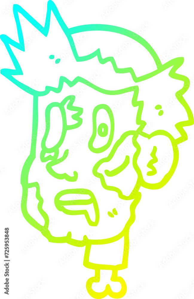 cold gradient line drawing cartoon zombie head cold gradient line drawing cartoon zombie head