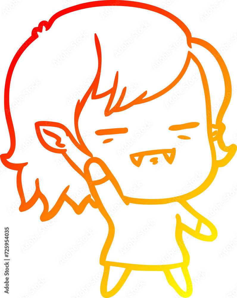 warm gradient line drawing cartoon undead vampire girl warm gradient line drawing cartoon undead vampire girl
