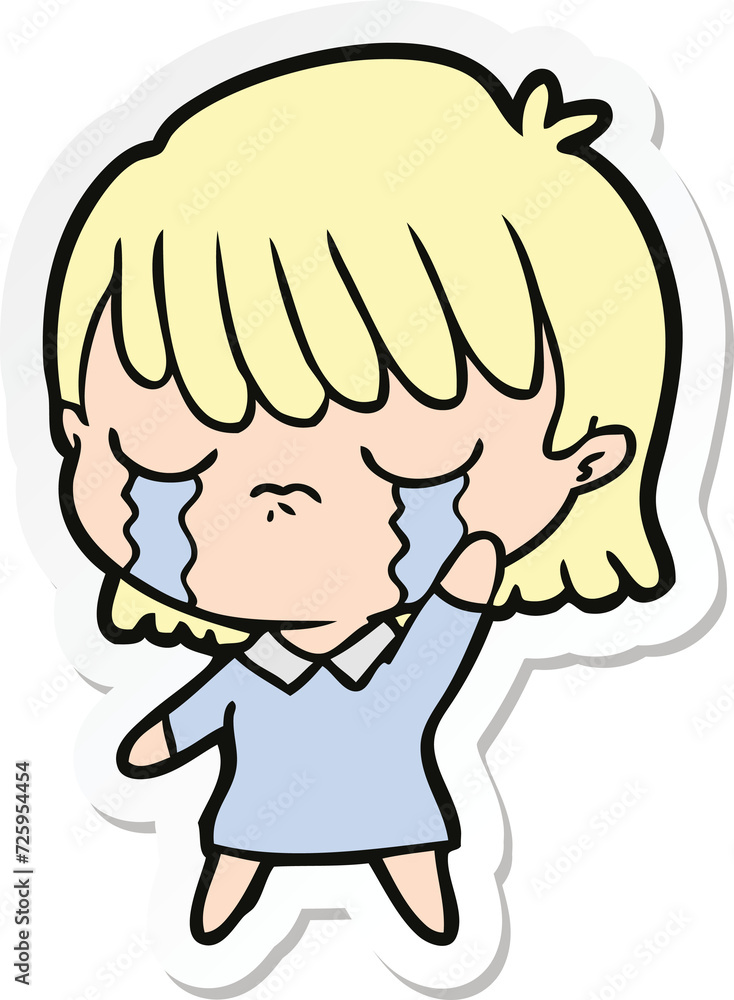 sticker of a cartoon woman crying sticker of a cartoon woman crying