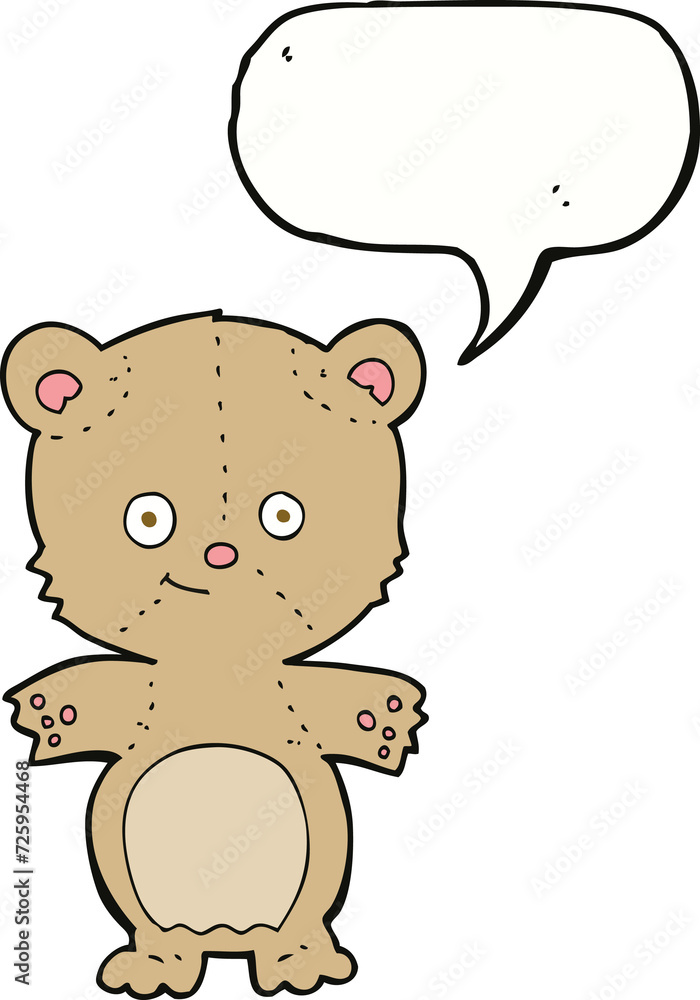 cartoon teddy bear with speech bubble