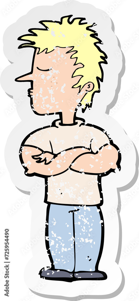retro distressed sticker of a cartoon man refusing to listen retro distressed sticker of a cartoon man refusing to listen