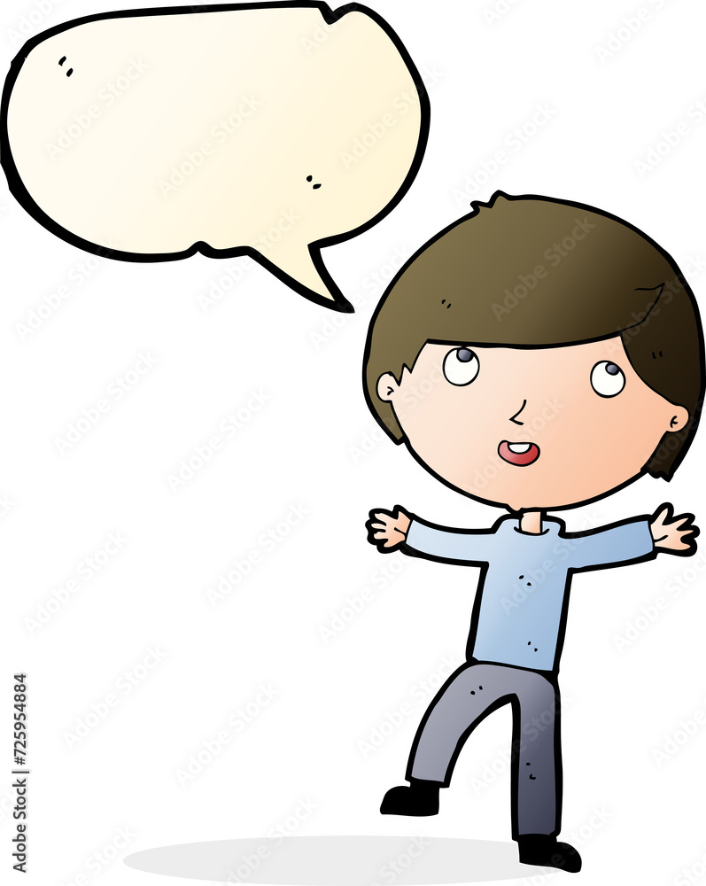 cartoon happy boy with speech bubble cartoon happy boy with speech bubble