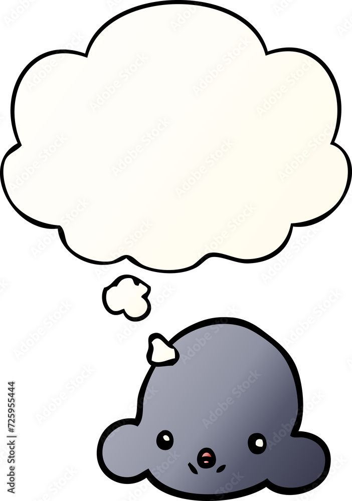 cartoon cloud and thought bubble in smooth gradient style cartoon cloud and thought bubble in smooth gradient style
