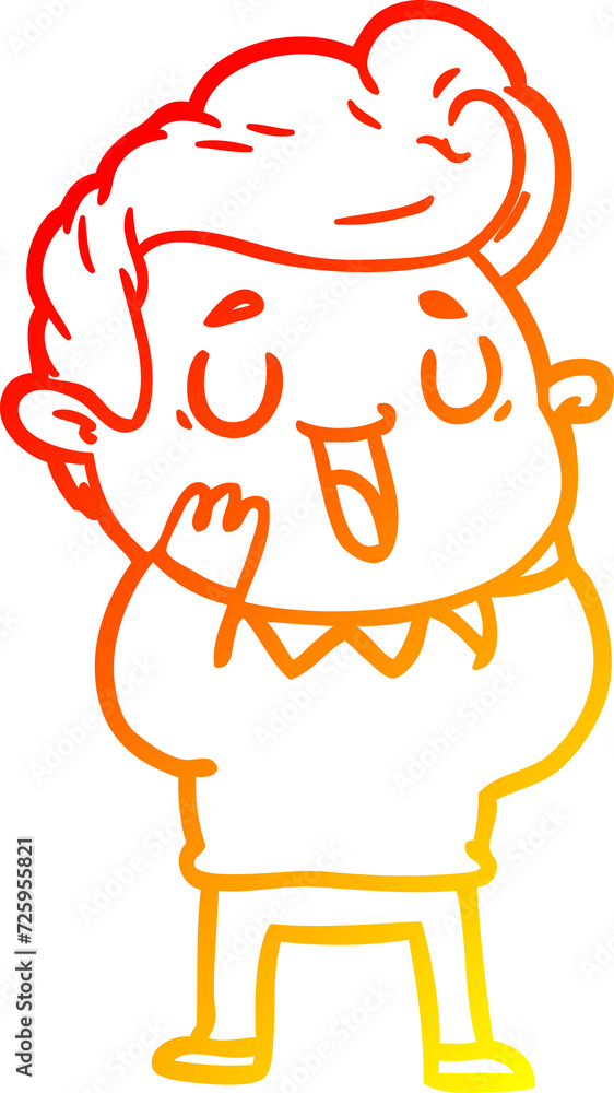 warm gradient line drawing happy cartoon man warm gradient line drawing happy cartoon man