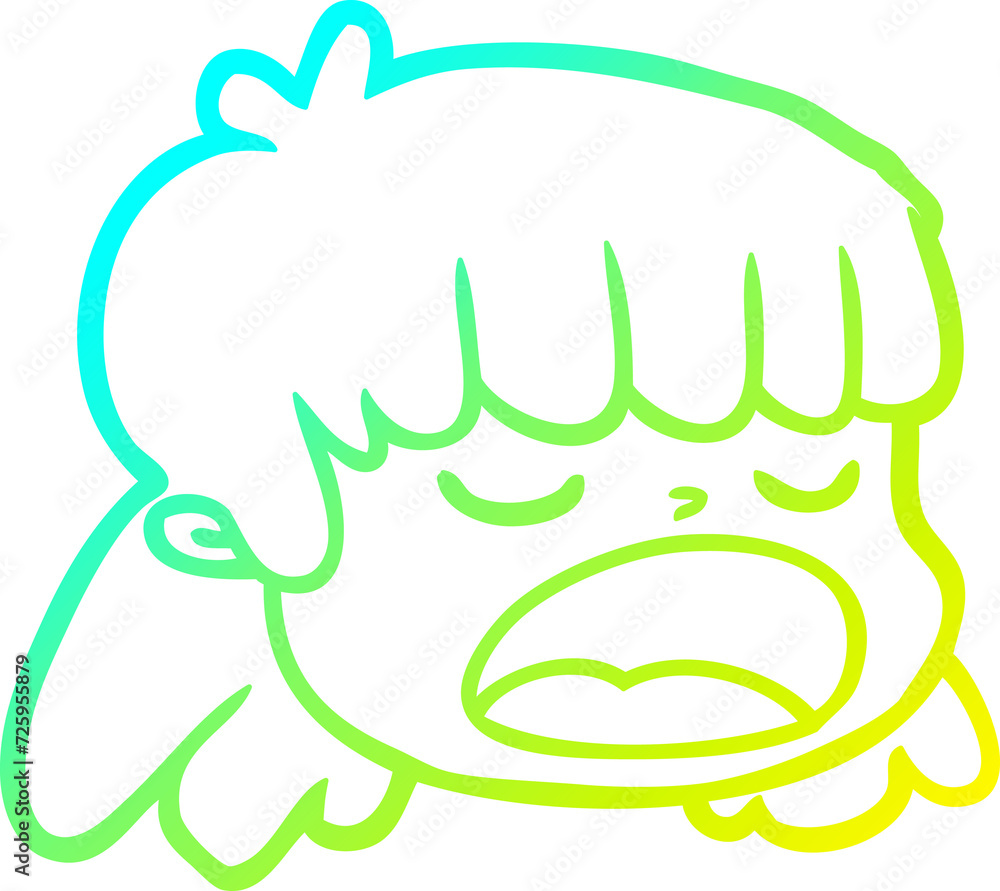 cold gradient line drawing cartoon female face cold gradient line drawing cartoon female face