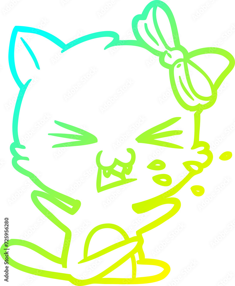 cold gradient line drawing cartoon cat cold gradient line drawing cartoon cat