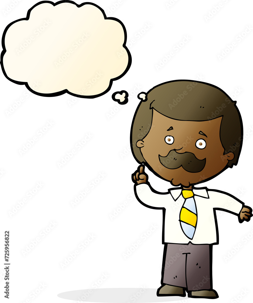 cartoon newsreader man with idea with thought bubble cartoon newsreader man with idea with thought bubble