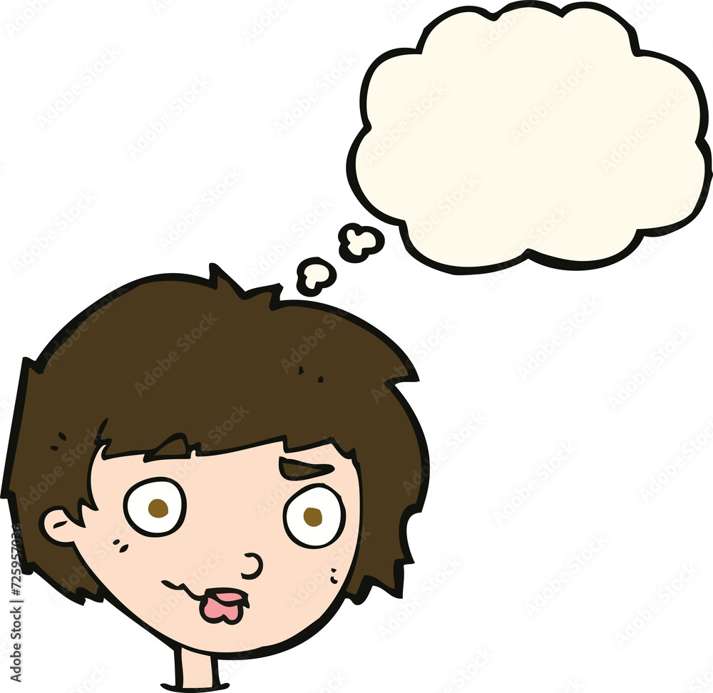 cartoon confused woman with thought bubble cartoon confused woman with thought bubble