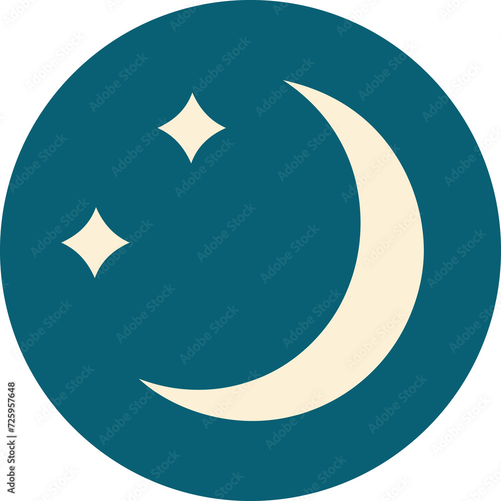 tattoo style icon of a moon and stars tattoo style icon of a moon and stars