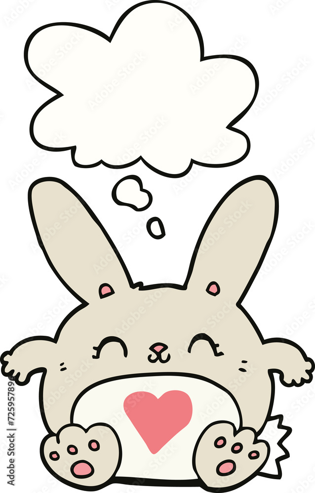 cute cartoon rabbit with love heart and thought bubble cute cartoon rabbit with love heart and thought bubble