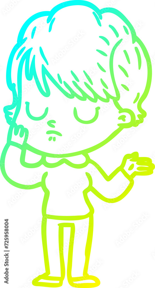 cold gradient line drawing cartoon woman cold gradient line drawing cartoon woman
