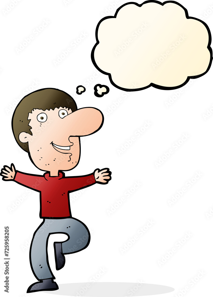 cartoon happy man with thought bubble cartoon happy man with thought bubble