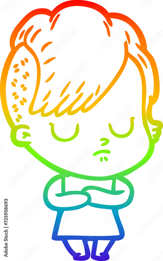rainbow gradient line drawing cartoon woman rainbow gradient line drawing cartoon woman