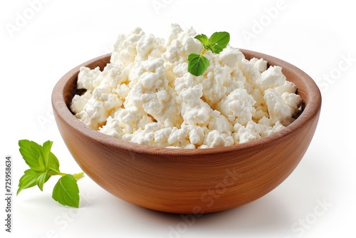 Bowl of Cottage Cheese With Mint Leaves