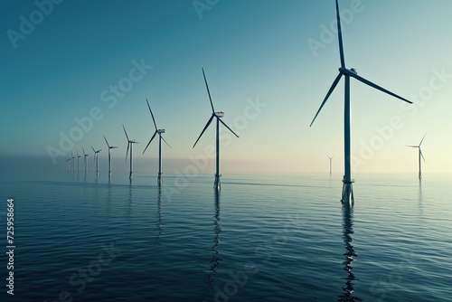 windmills in the sea ocean