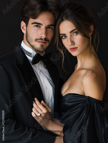 Beautiful couple dressed for a ball, in love