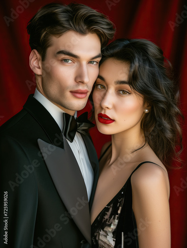 Beautiful couple dressed for a ball, in love © Koraysa