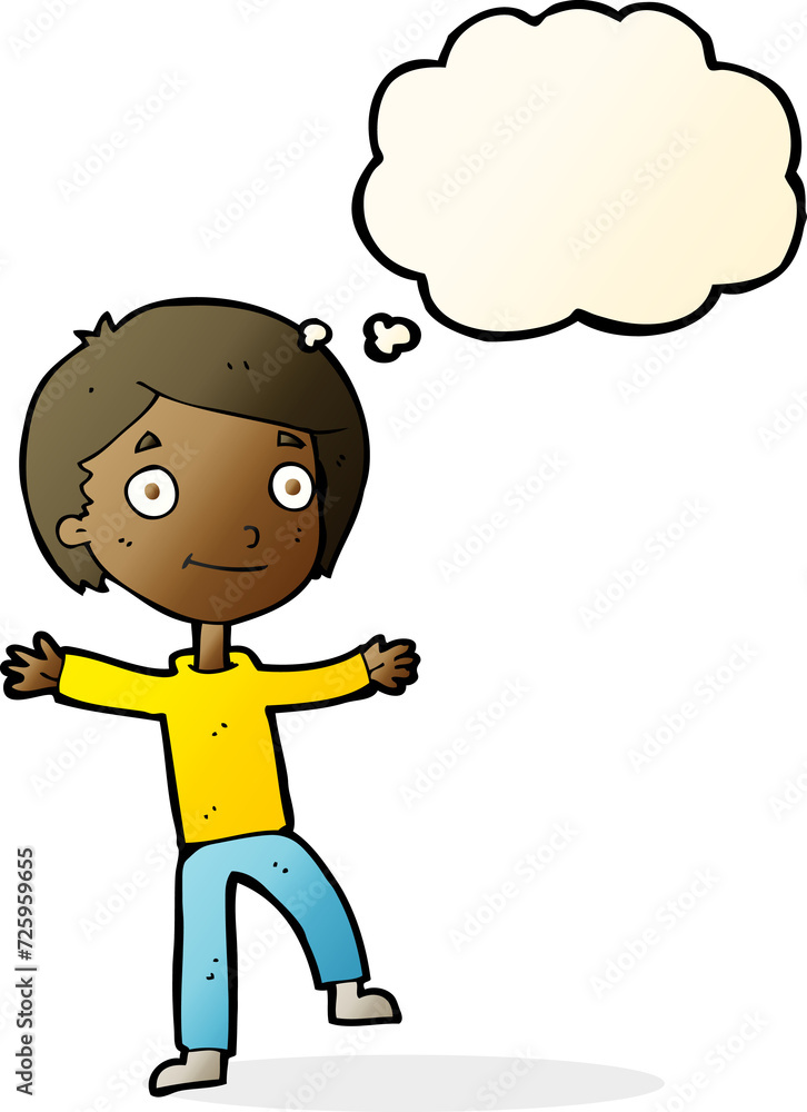 cartoon excited boy with thought bubble cartoon excited boy with thought bubble