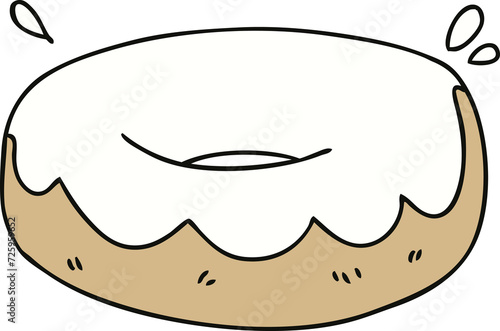 quirky hand drawn cartoon iced donut